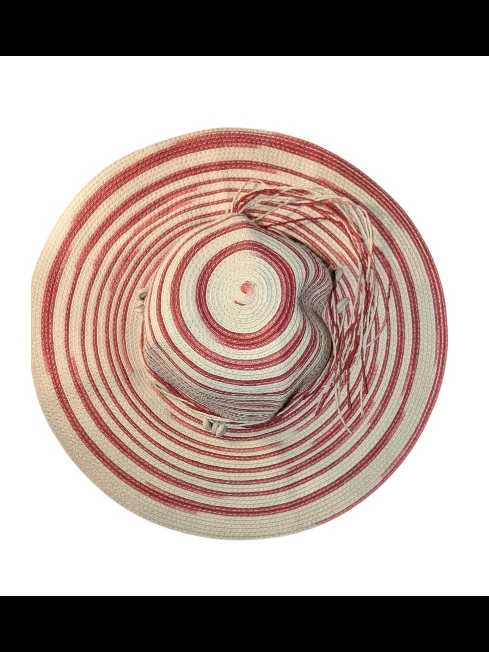 Sunnsand Wide Brim Sun Floppy Hat in Red and Cream